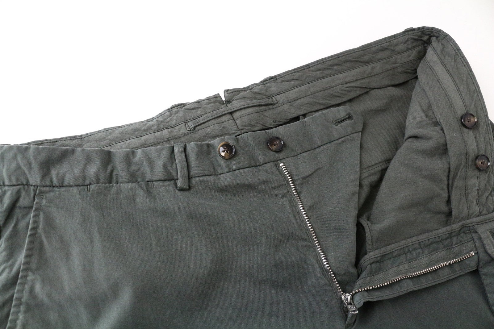 SUITSUPPLY Porto Novo Men's Trousers UK38R Slim Mid Green Chino Stretch Formal