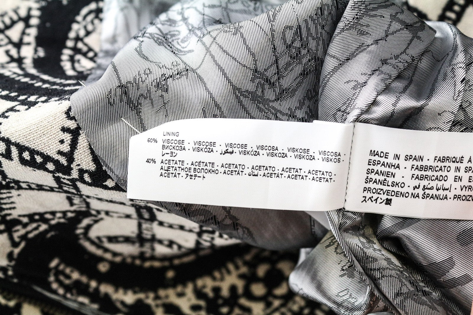 DESIGUAL Kytzia moteriškas paltas, žakardo, juodas, įvairiaspalvis, dizainerio vilnonis paltas, EU38 