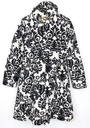 DESIGUAL baltas moteriškas paltas EU38 smėlio spalvos aksominis baroko spalvos žakardo pamušalu medvilnės mišinio 