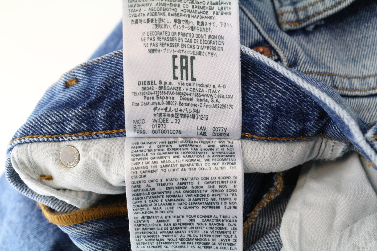 DIESEL Widee 0077V Women's Jeans W23/L32 Blue Girls Regular Straight Stretch