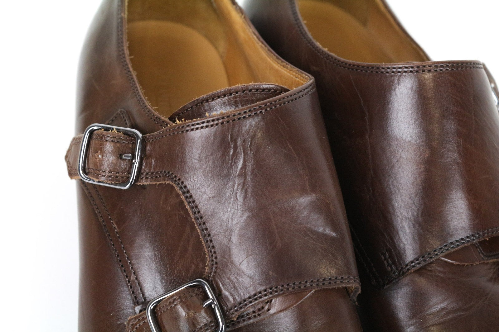 SUITSUPPLY vyriški batai, rudi, 40,5 dydžio, odiniai, klasikiniai, su dviguba dirželiu. 