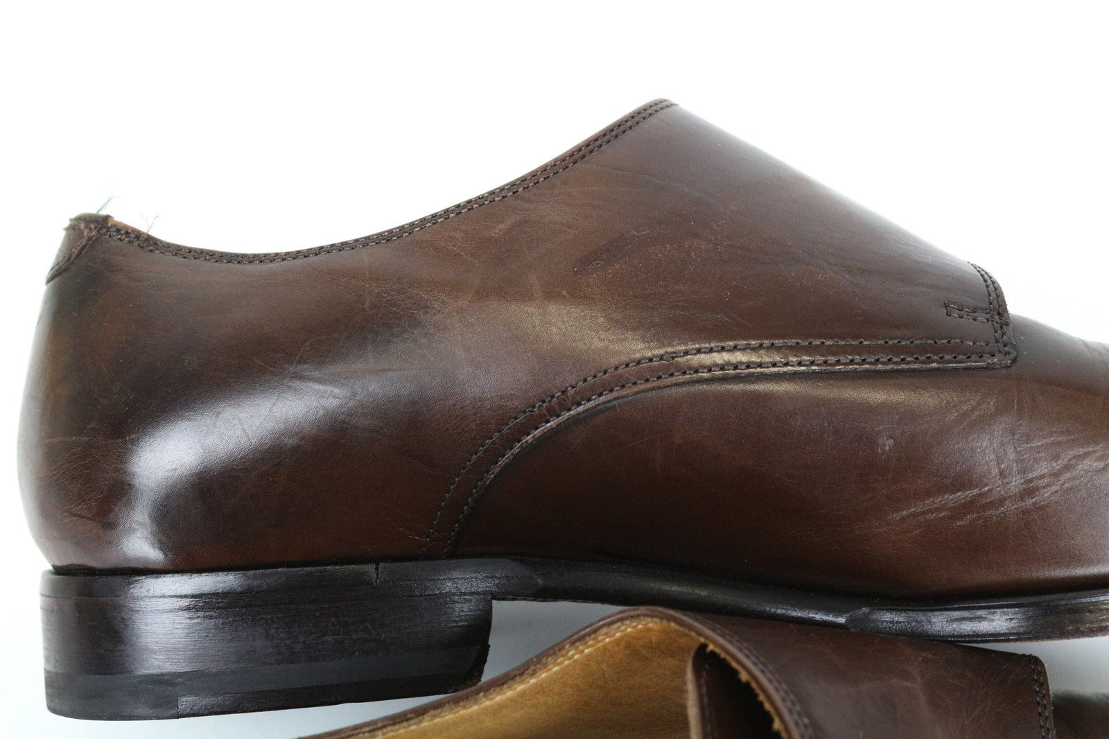 SUITSUPPLY vyriški batai, rudi, 40,5 dydžio, odiniai, klasikiniai, su dviguba dirželiu. 