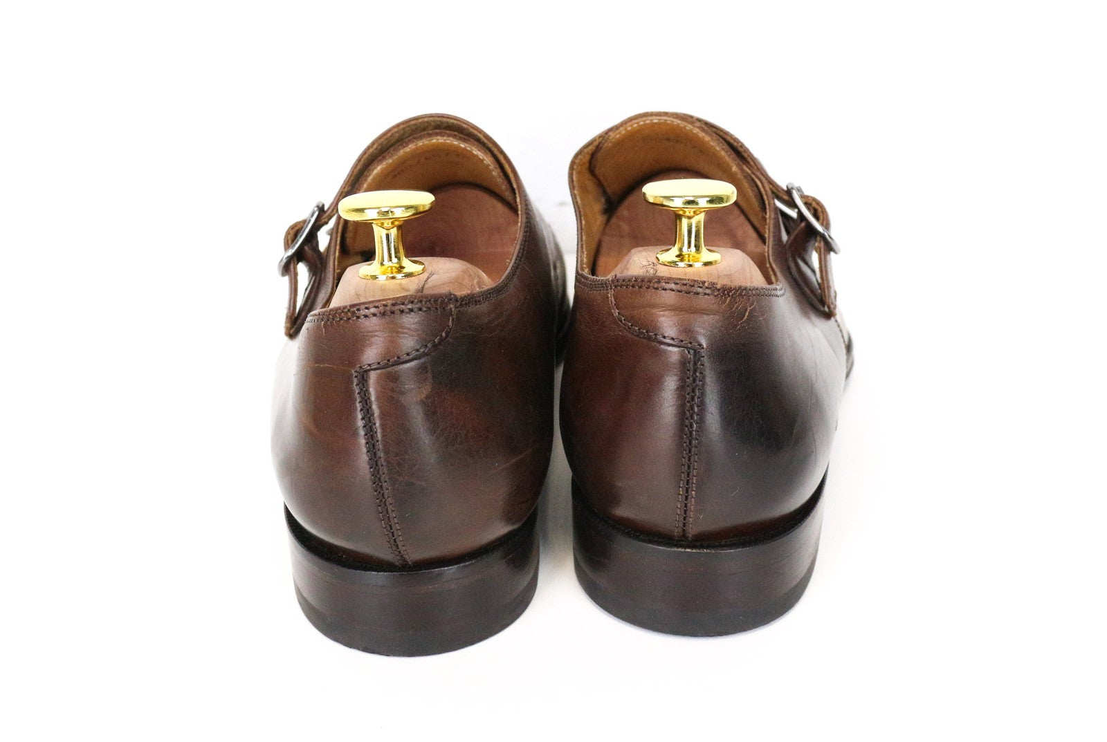 SUITSUPPLY vyriški batai, rudi, 40,5 dydžio, odiniai, klasikiniai, su dviguba dirželiu. 
