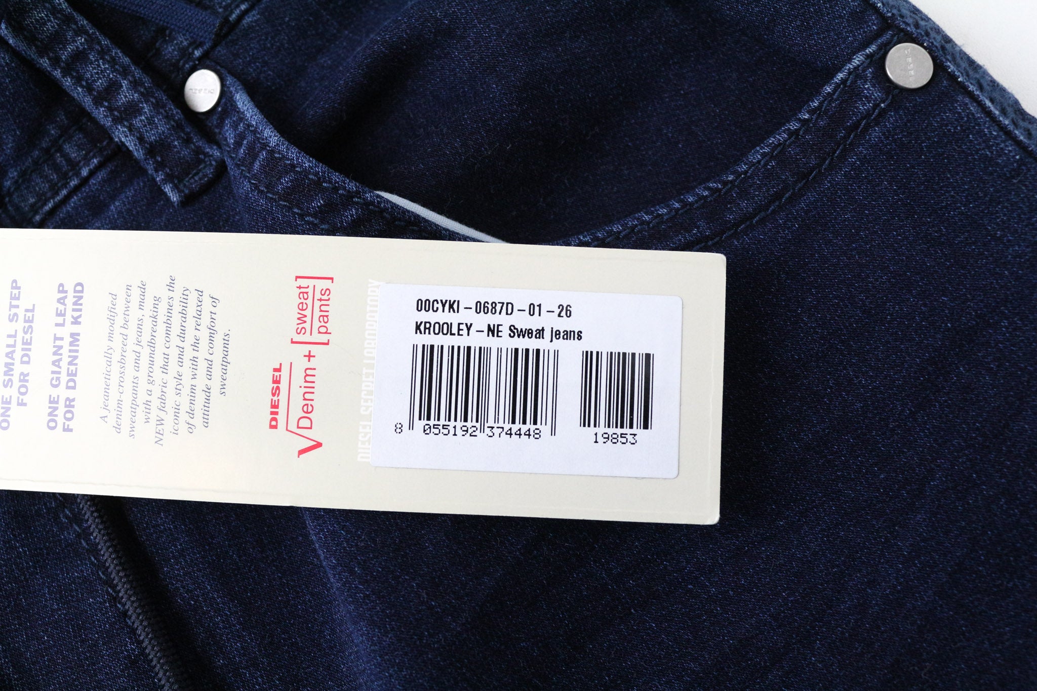 DIESEL Krooley-NE 0687D vyriški džinsai W26 Slim morkų mėlynos spalvos berniukams, tamprūs sportiniai džinsai 