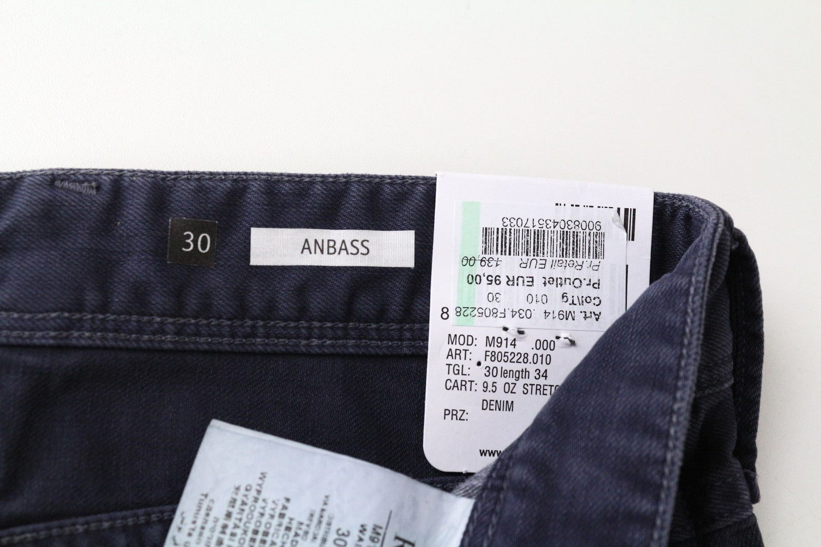 REPLAY Anbass vyriški džinsai W30/L34 violetiniai, ploni, klasikinio tamprumo, džinsinio audinio, su užtrauktuku, laisvo kirpimo 