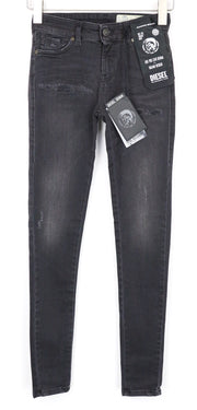 DIESEL Slandy 069GI Women's Jeans W24/L32 Grey Girls Slim Super Skinny Distress