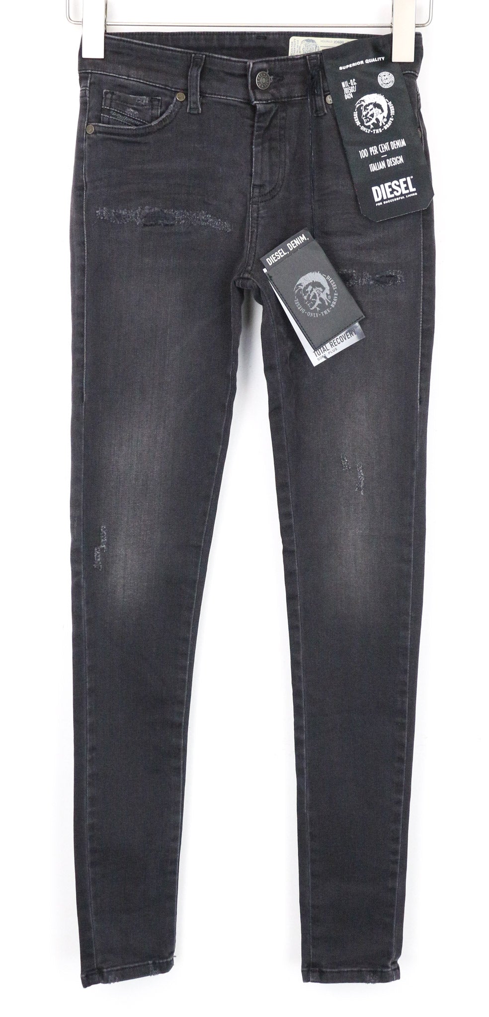 DIESEL Slandy 069GI Women's Jeans W24/L32 Grey Girls Slim Super Skinny Distress