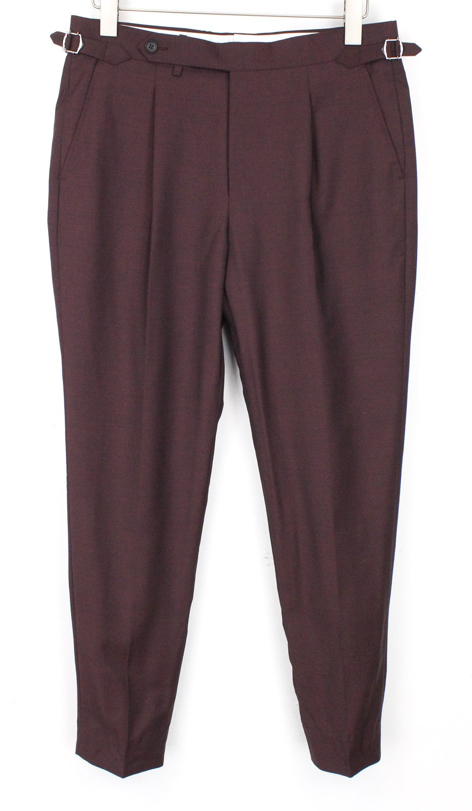 „SUITSUPPLY Vigo“ vyriškos UK36R kelnės su violetinėmis vilnonėmis moheros kelnėmis, klasikinėmis klostuotomis priekinėmis dalimis. 