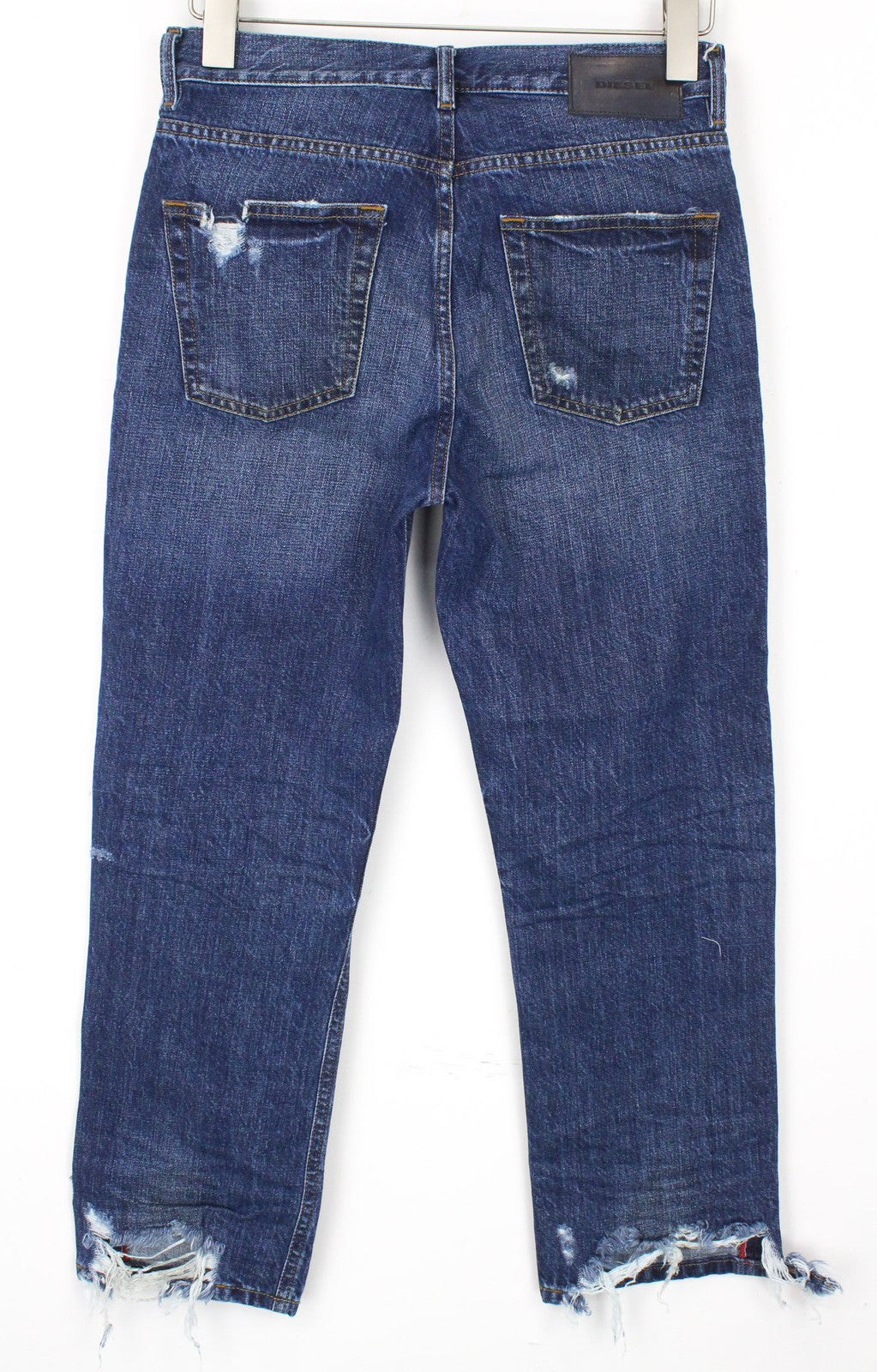 DIESEL Aryel 080AH Women's W24/L32 Jeans Straight Blue Pure Cotton Ripped Girls