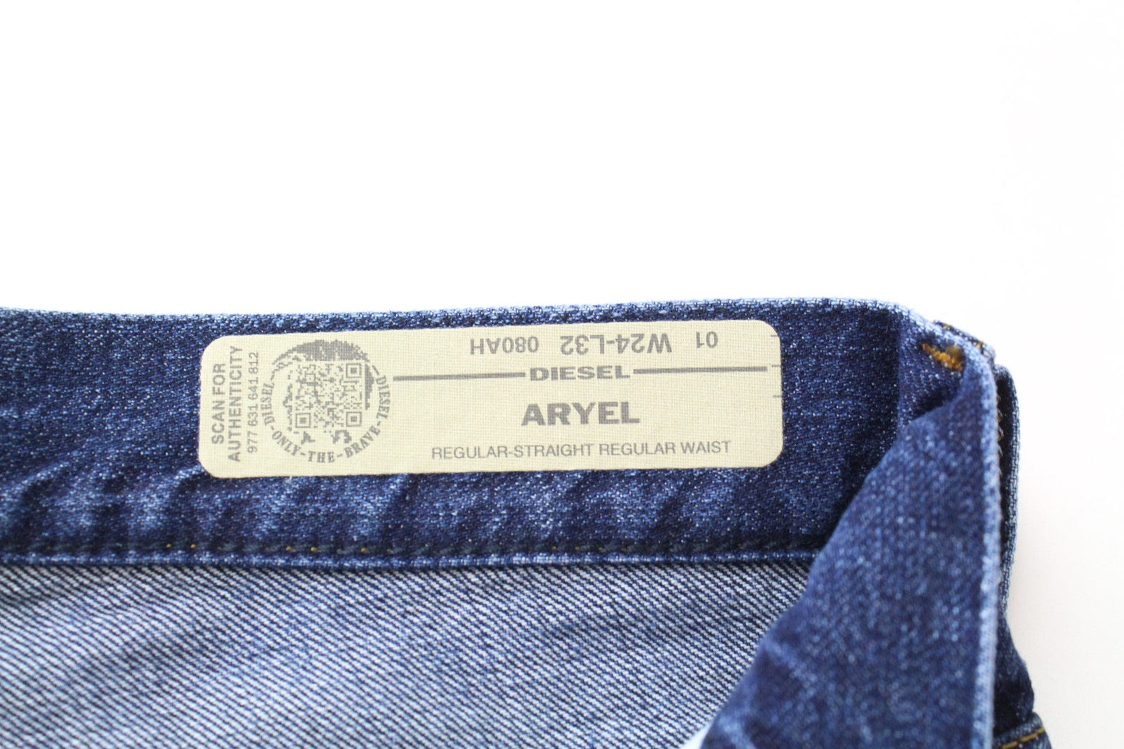 DIESEL Aryel 080AH Women's W24/L32 Jeans Straight Blue Pure Cotton Ripped Girls