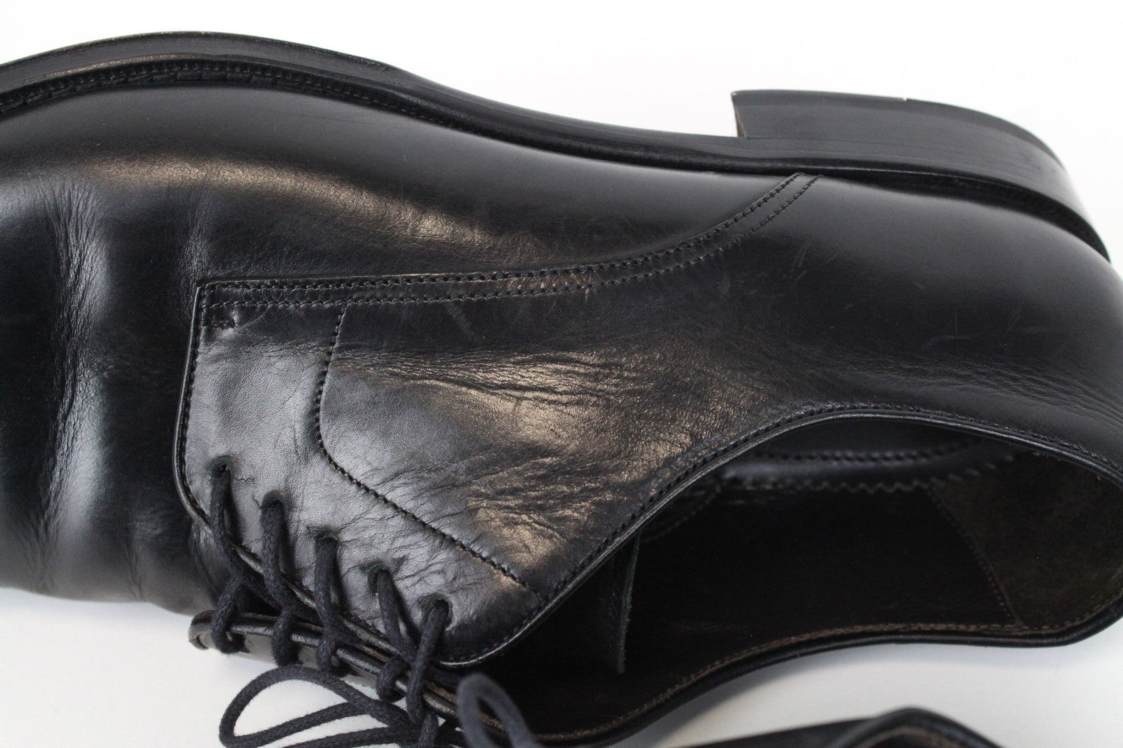 SUITSUPPLY Men's EU43.5 Black Leather Derby Blake-Stitched Classic Formal Shoes