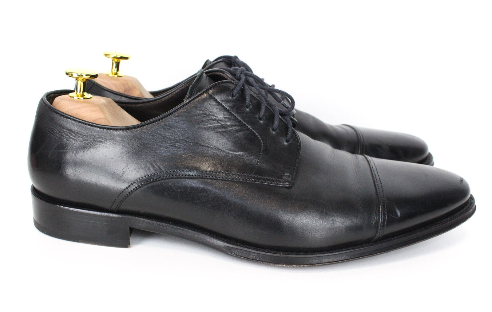 SUITSUPPLY Men's EU43.5 Black Leather Derby Blake-Stitched Classic Formal Shoes