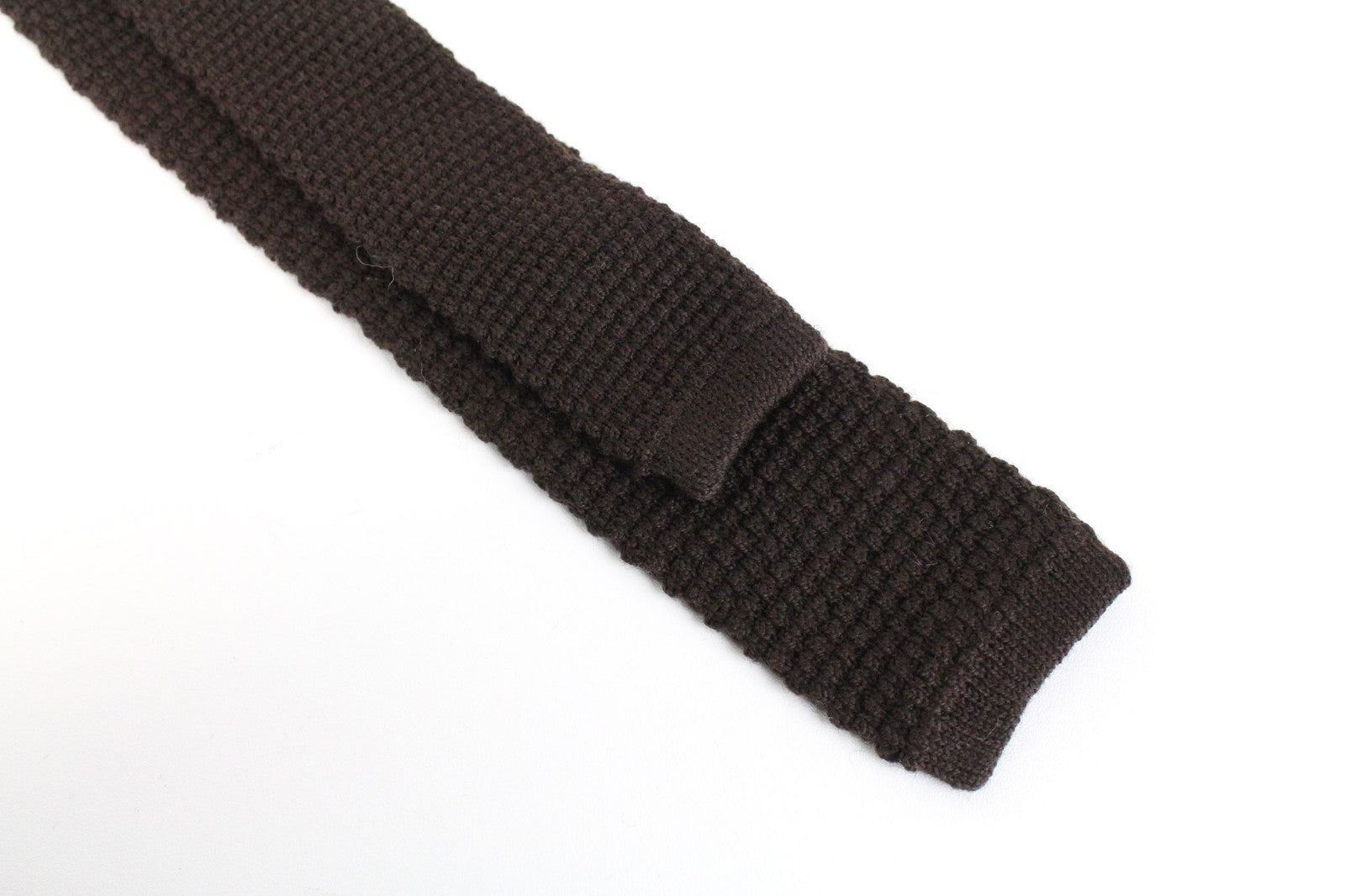 SUITSUPPLY vyriškas kaklaraištis ~150x6cm tamsiai rudas megztas grynos vilnos klasikinis su langeliais galais 