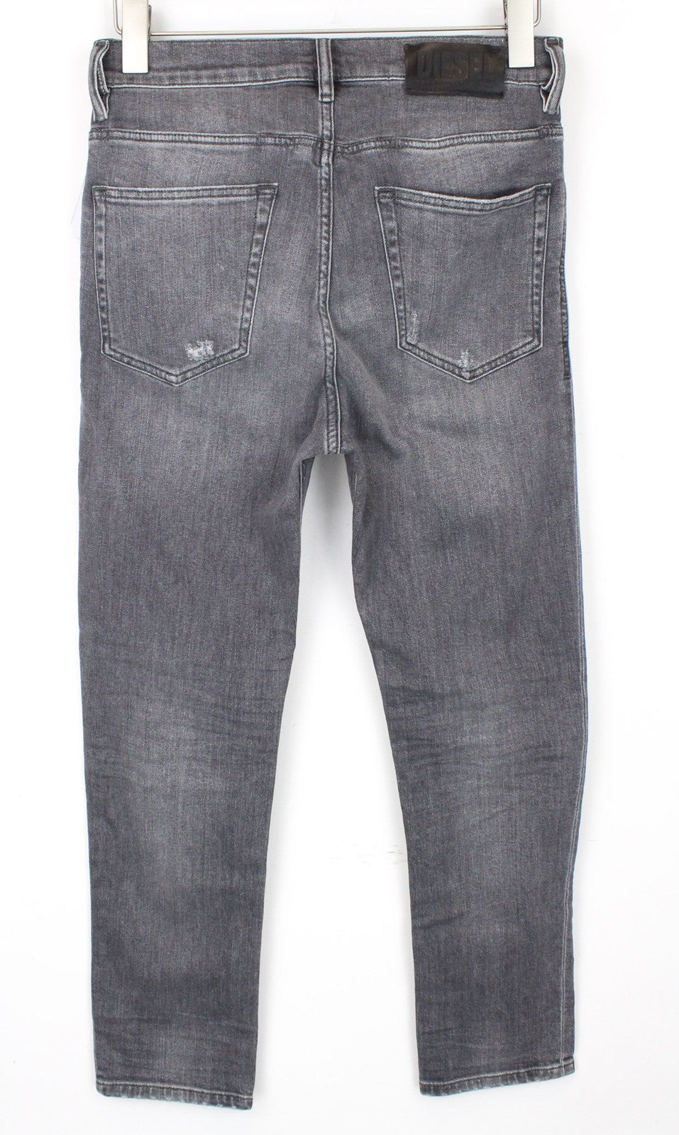 DIESEL D-Eetar 0890F vyriški W28/L30 džinsai su plėšytomis juostelėmis, pilki, tamprūs, siaurėjantys medvilniniai džinsai 