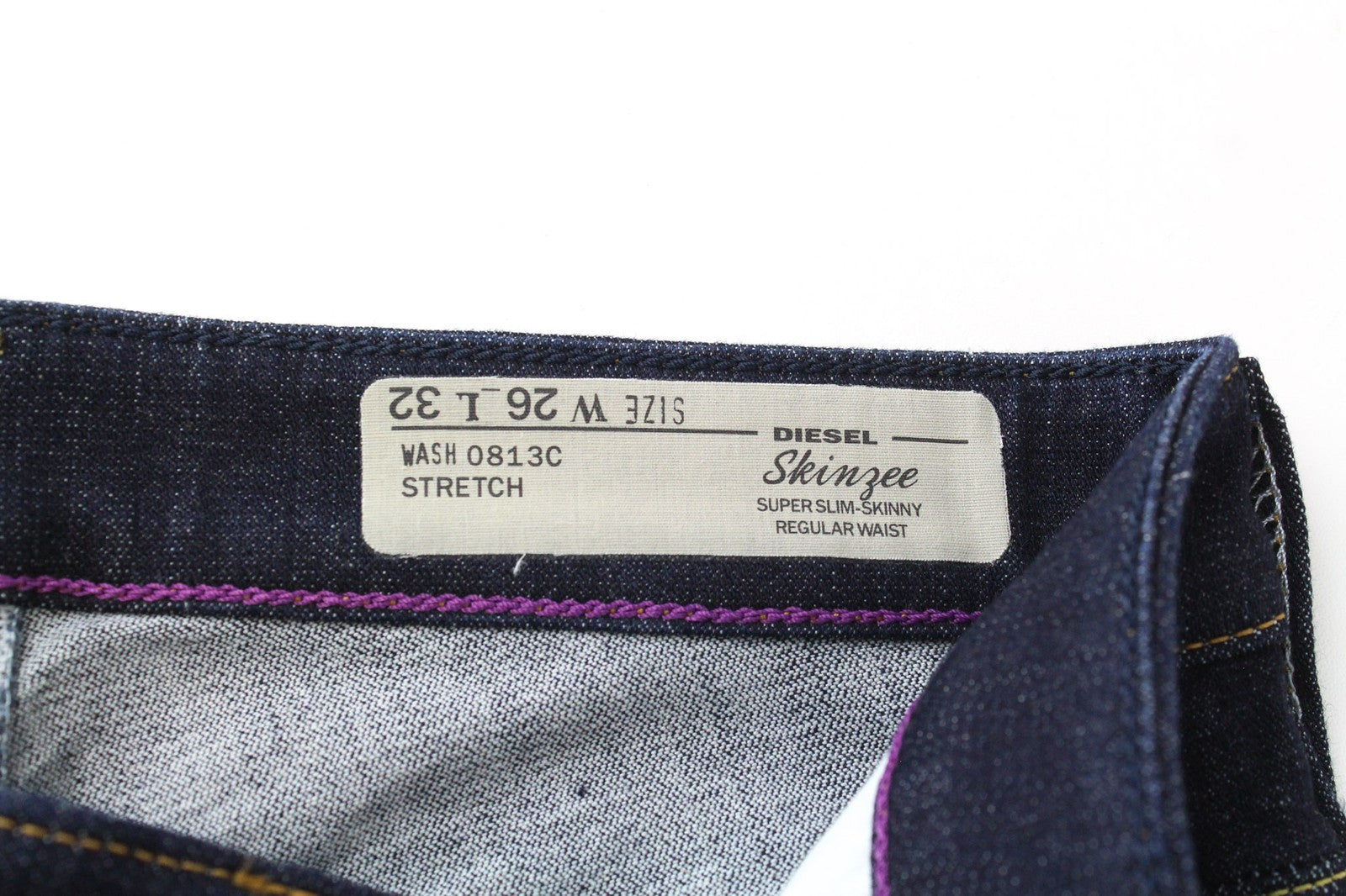 DIESEL Skinzee 0813C moteriški W26/L32 džinsai, itin ploni, tamprūs, mėlyni, aptempti, medvilniniai 