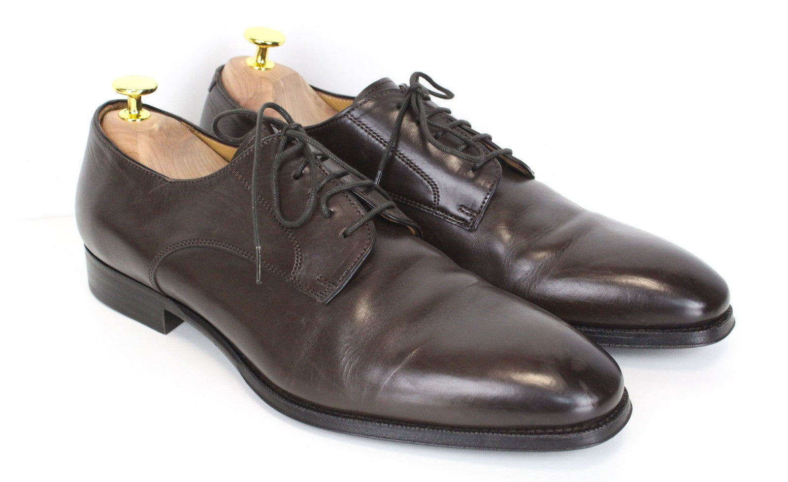 SUITSUPPLY Men's EU41.5 Dark Brown Leather Calfskin Classic Formal Derby Shoes