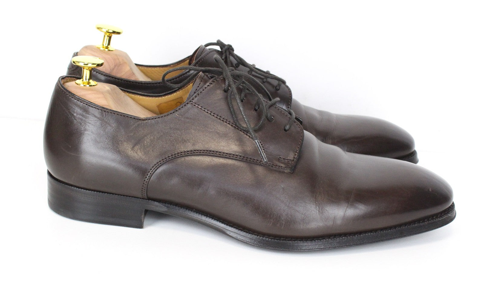 SUITSUPPLY Men's EU41.5 Dark Brown Leather Calfskin Classic Formal Derby Shoes