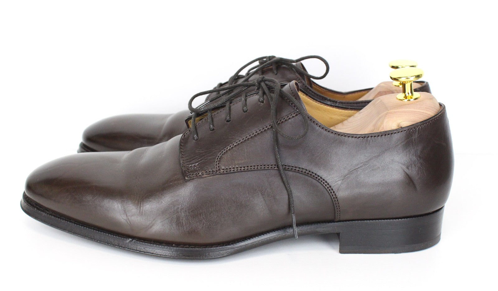 SUITSUPPLY Men's EU41.5 Dark Brown Leather Calfskin Classic Formal Derby Shoes