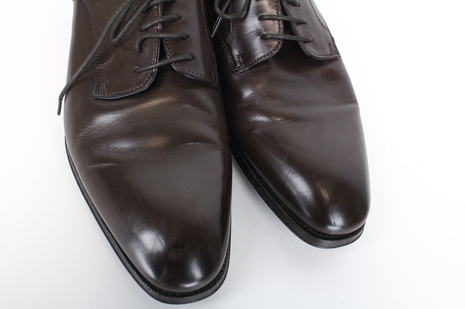 SUITSUPPLY Men's EU41.5 Dark Brown Leather Calfskin Classic Formal Derby Shoes