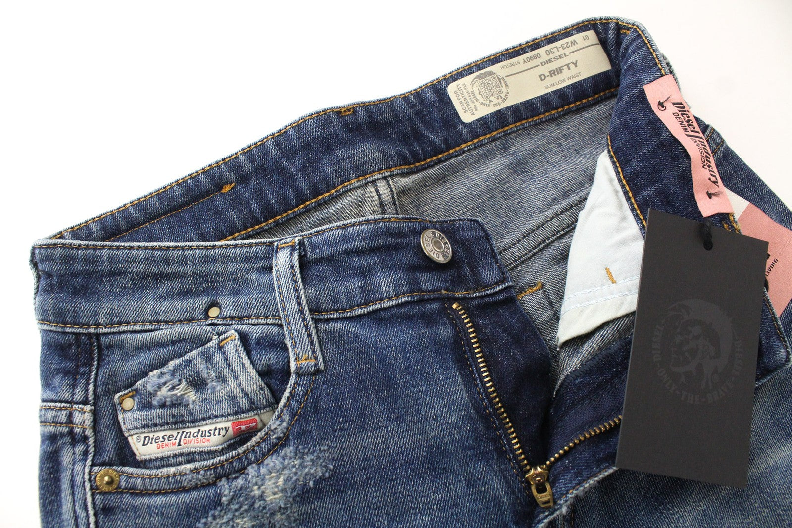 DIESEL D-Rifty 0890Y moteriški W23/L30 džinsai, prigludę, žemu juosmeniu, mėlyni 