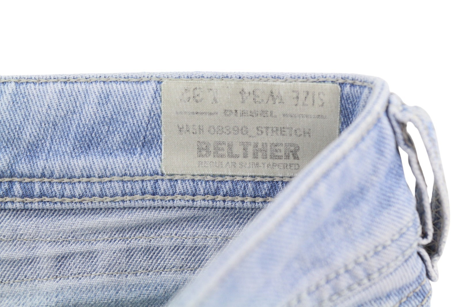 DIESEL Belther 0839G Men Jeans W34/~L30 Regular Slim Tapered Fit Stretch Blue