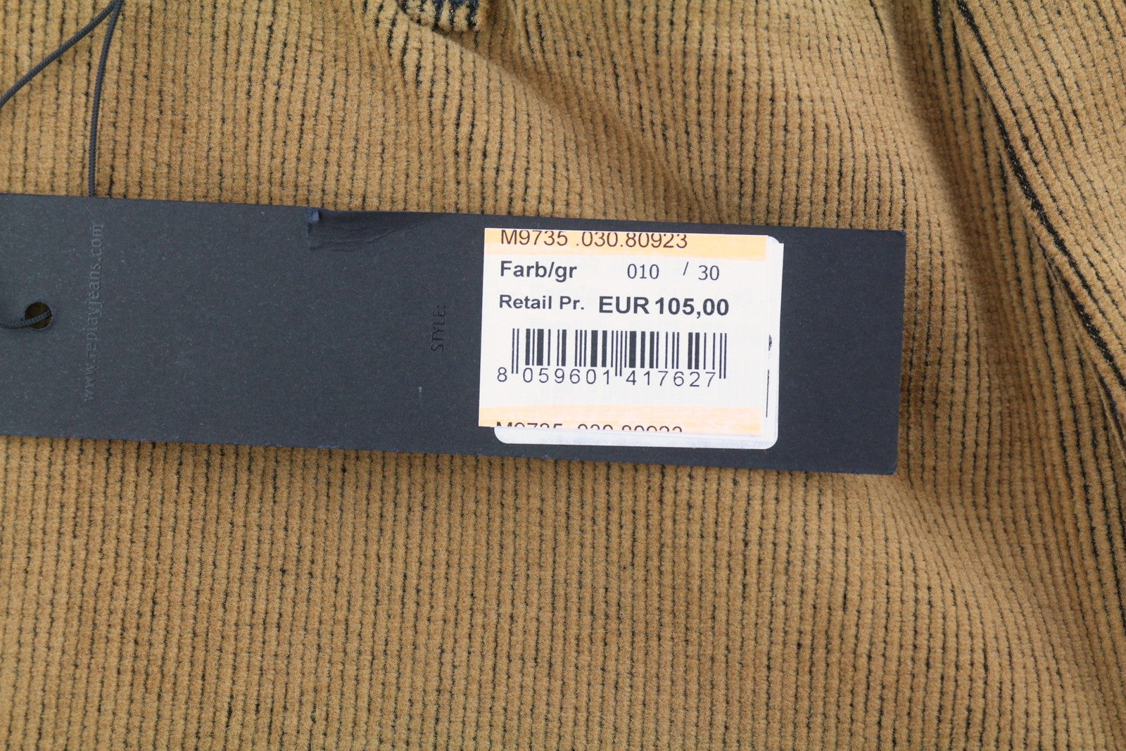 REPLAY M9735 vyriškos kelnės W30/L30 rudos velveto plonos kelnės su sagomis laisvalaikio stiliaus 