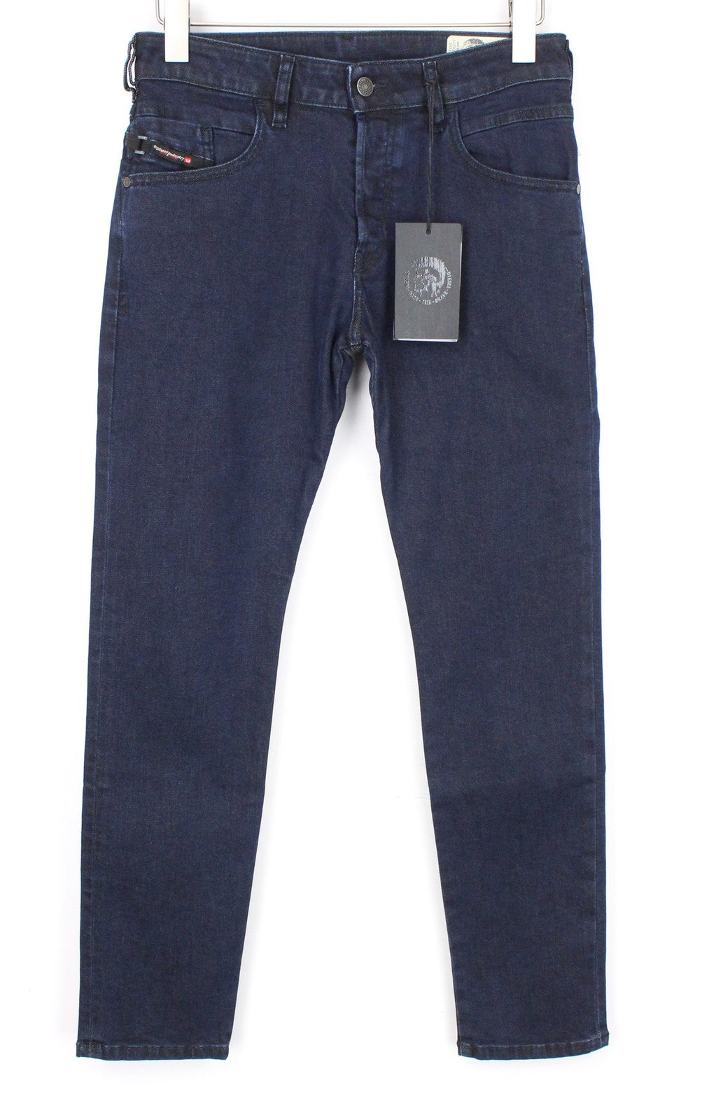 DIESEL D-Bazer 084LC vyriški W27/L30 džinsai tamsiai mėlyni, siaurėjantys, tamprūs su sagomis 