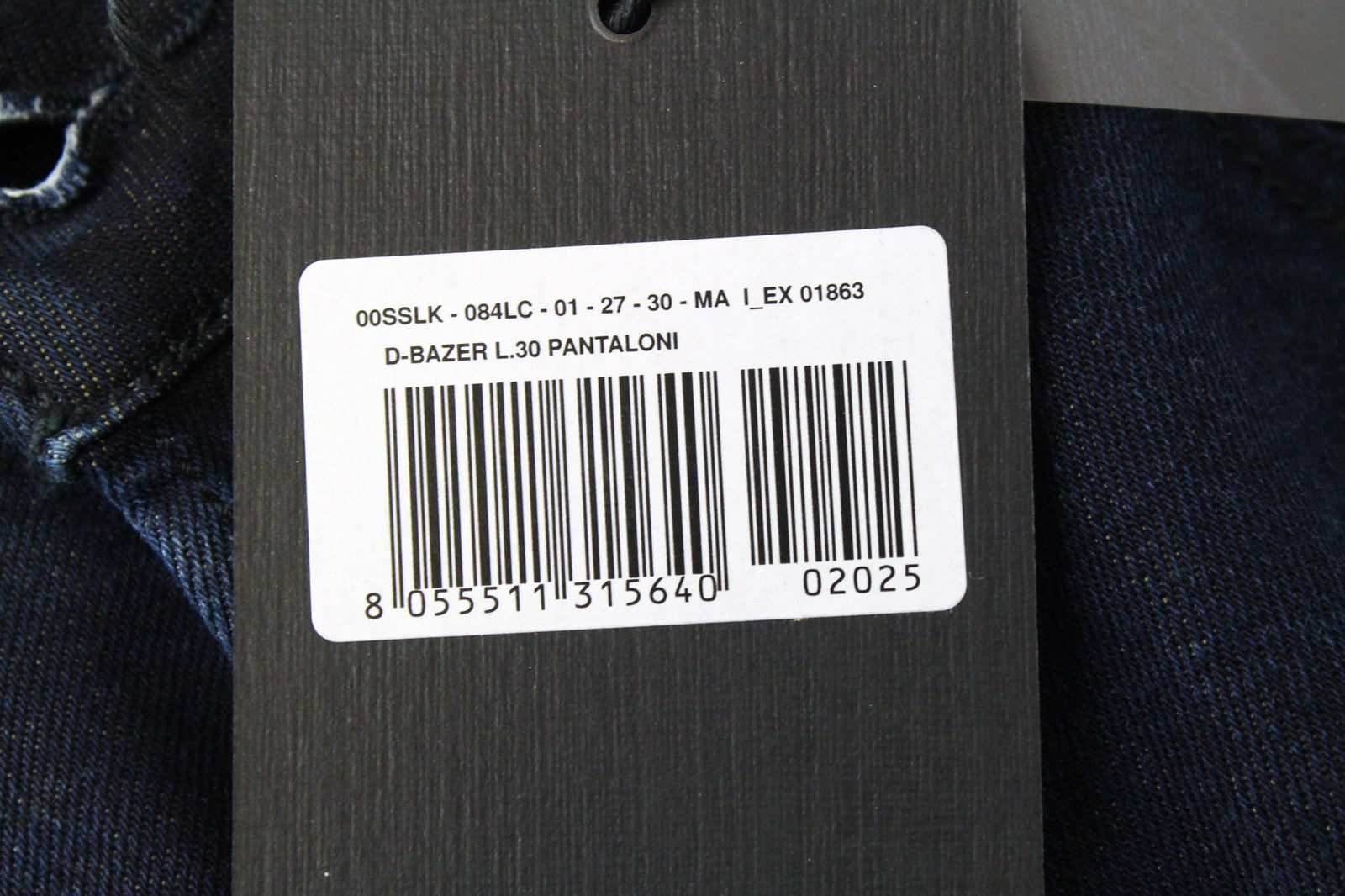 DIESEL D-Bazer 084LC vyriški W27/L30 džinsai tamsiai mėlyni, siaurėjantys, tamprūs su sagomis 