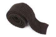 SUITSUPPLY vyriškas kaklaraištis ~150x6cm tamsiai rudas megztas vilnonis klasikinis kaklaraištis kvadratiniais galais 