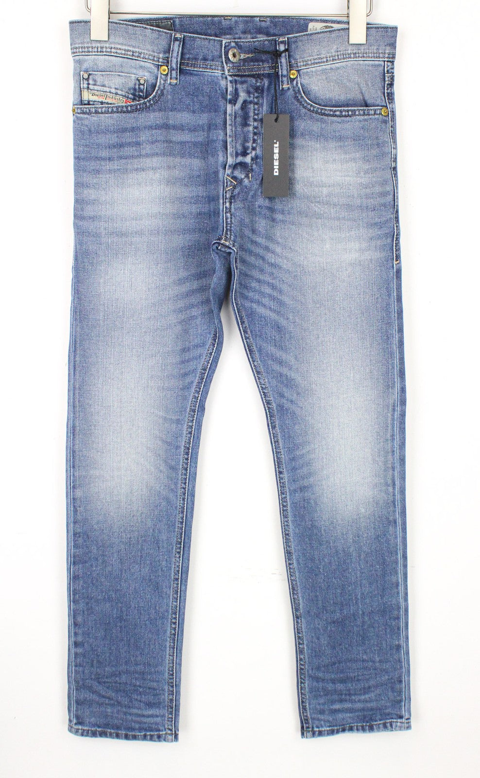 DIESEL Tepphar 0842H vyriški W27/L30 džinsai su sagomis, ploni, šviesiai mėlyni 