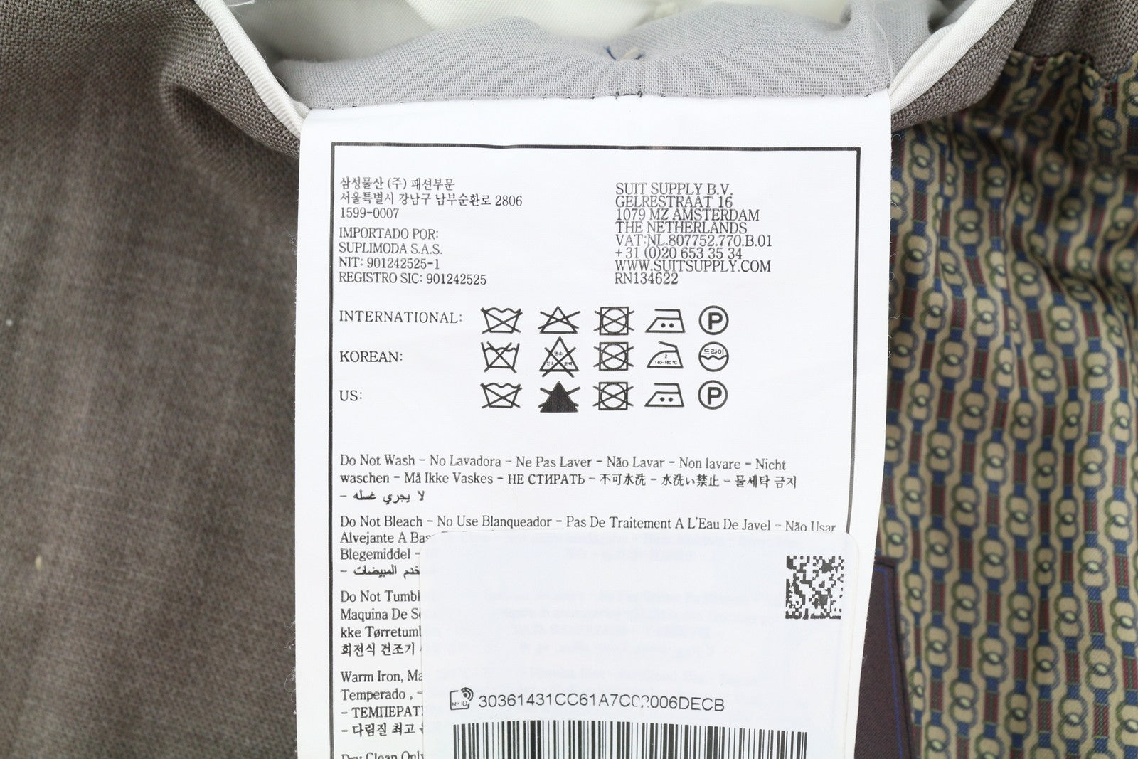 SUITSUPPLY La Spalla vyriškas švarkas UK34S rudas vilnonis dvieilis smailus atlapas 