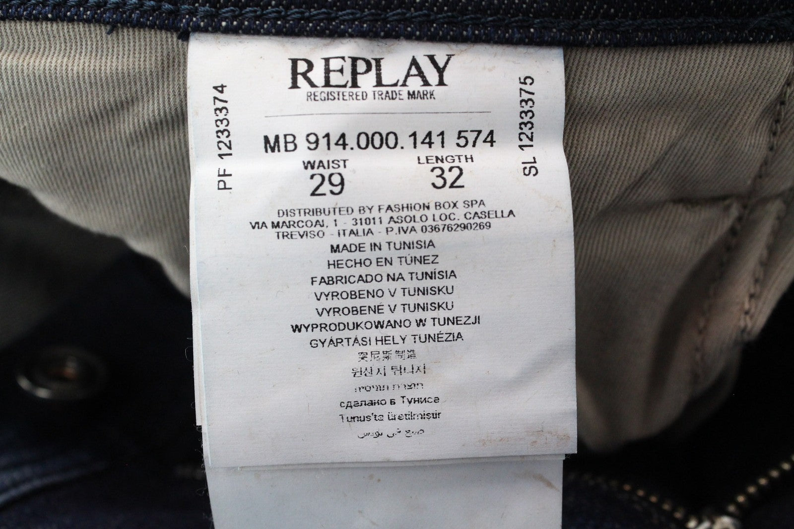 REPLAY Anbass vyriški W29/L32 džinsai, prigludę, laisvalaikio, mėlyni, tamprūs, skalbti 