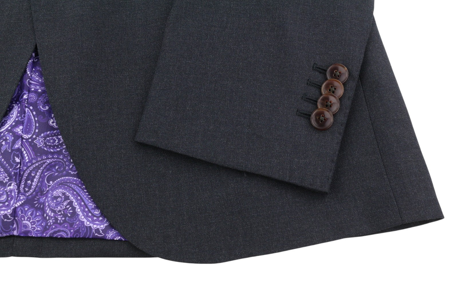 SUITSUPPLY La Spalla Men Suit UK36R Dark Grey Wool Peak Lapel Single-Breasted