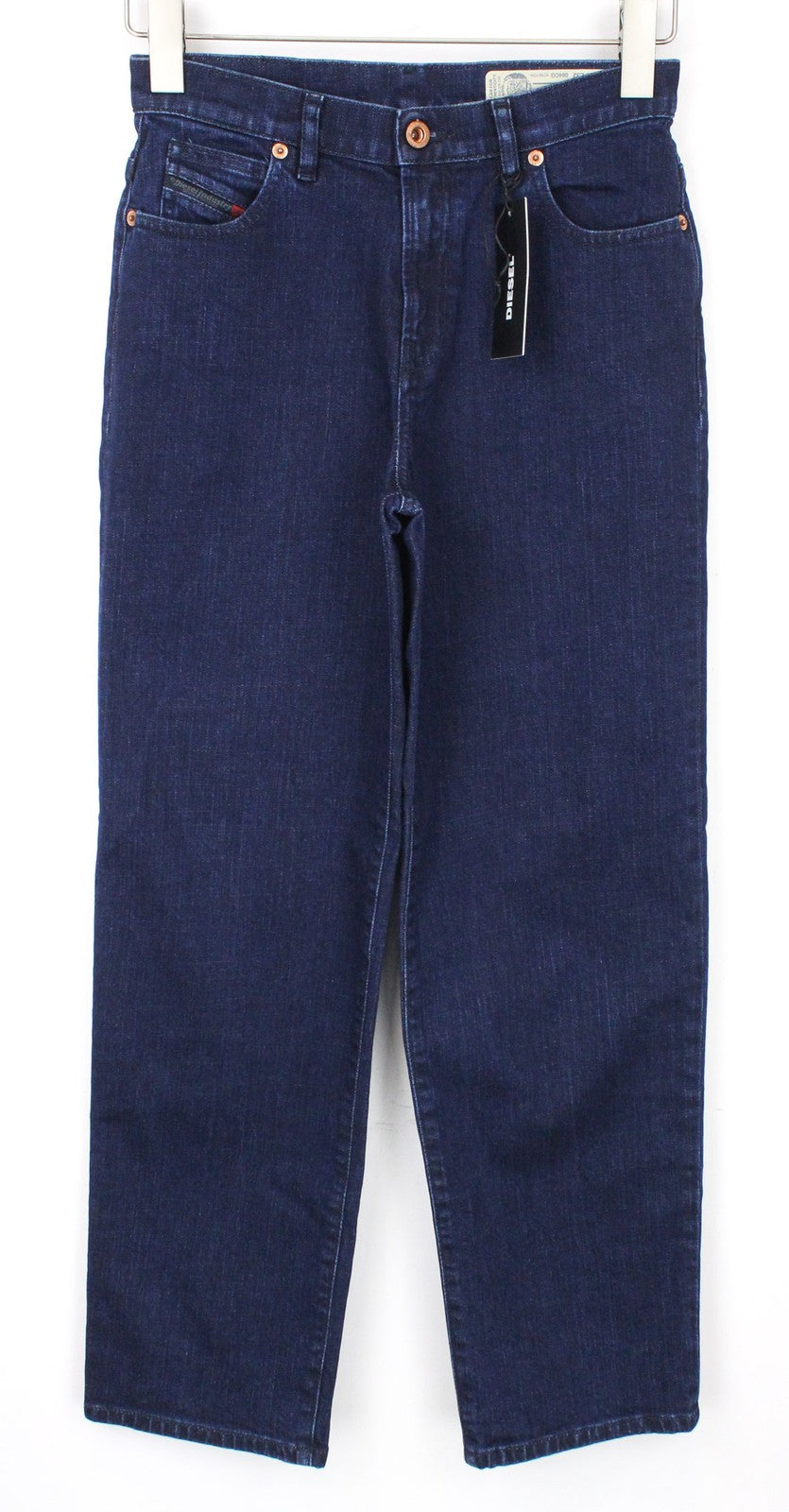 DIESEL Niclah 084CG moteriški tiesaus kirpimo džinsai W24/L32 mėlyni, tamprūs, medvilniniai mergaitiški. 