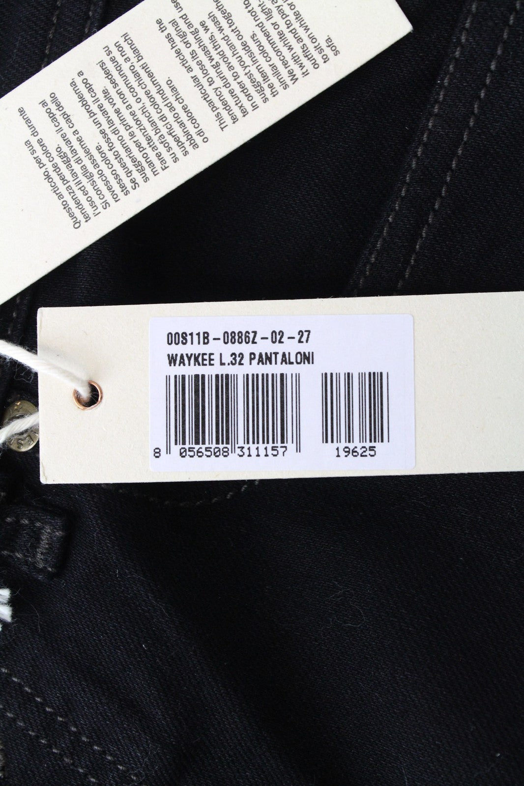 DIESEL Waykee 0886Z vyriški W27/L32 džinsai, tiesaus kirpimo, įprasti, tamprūs, juodi 