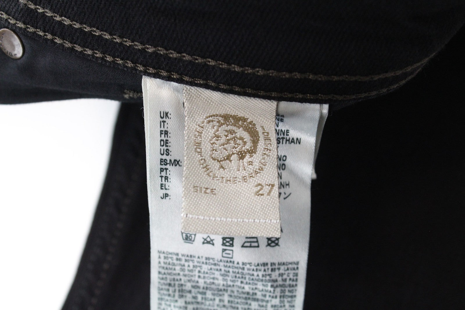 DIESEL Waykee 0886Z vyriški W27/L32 džinsai, tiesaus kirpimo, įprasti, tamprūs, juodi 