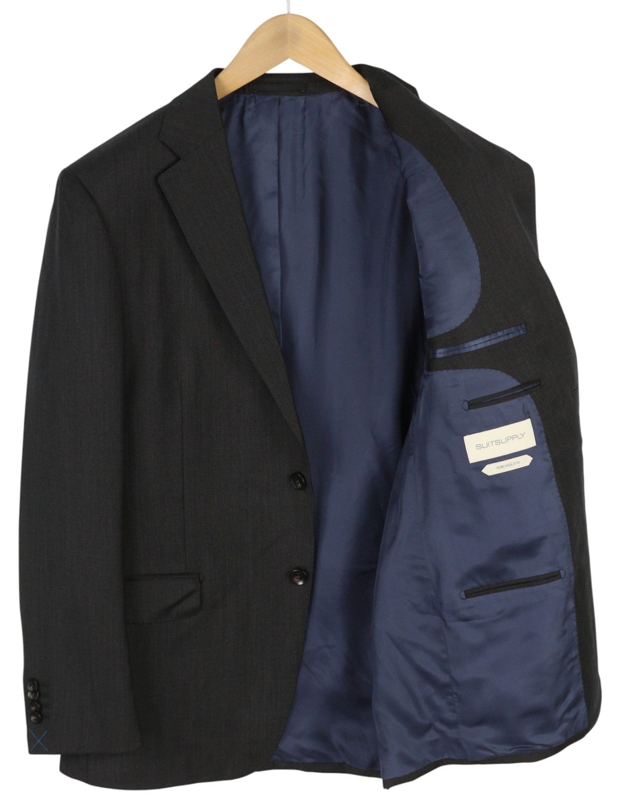 SUITSUPPLY Napoli Single Breasted Men Suit UK42R Dark Grey Wool Notch 2 Pieces