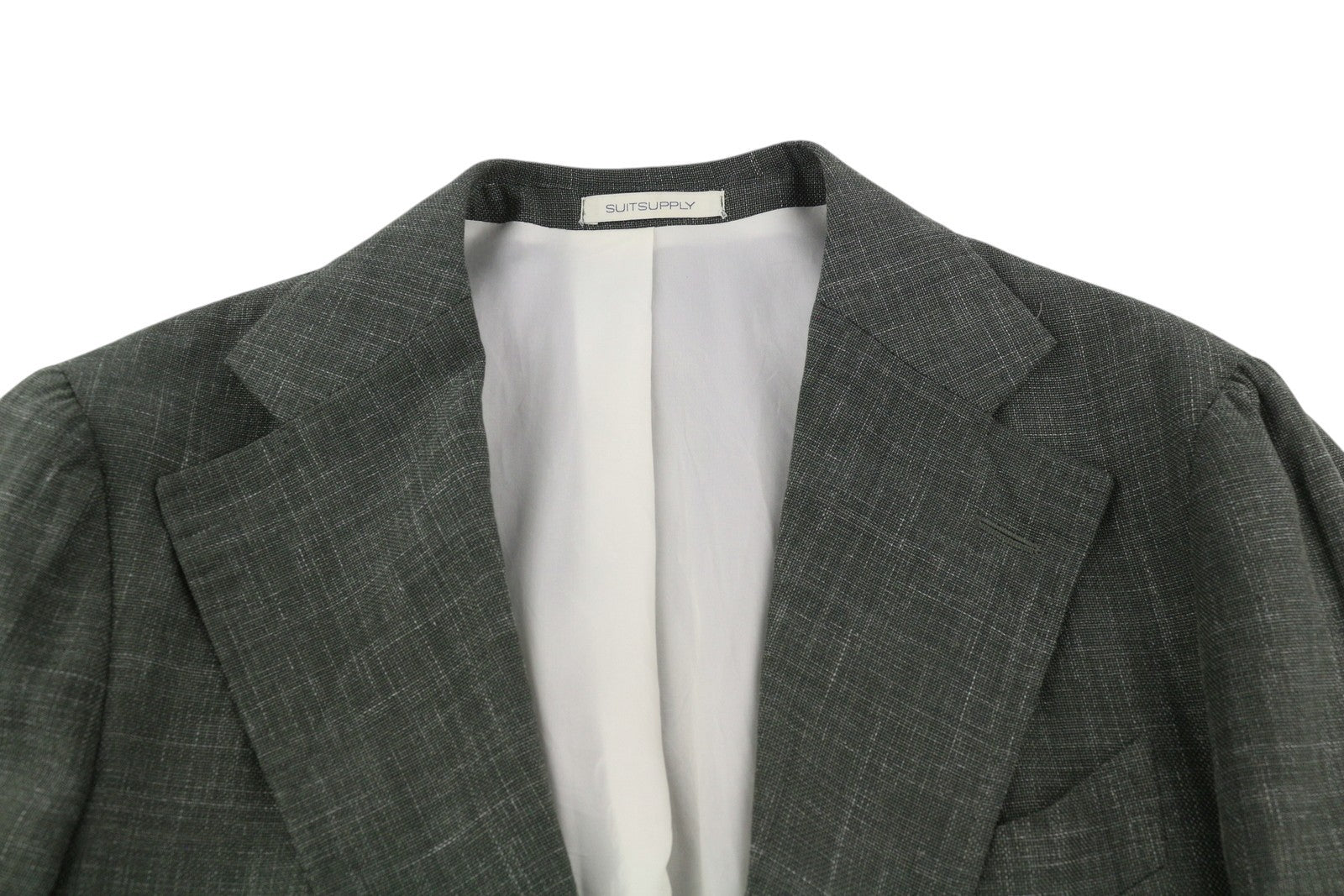 SUITSUPPLY Havana Patch Wide Lapel FL Men Suit UK38R Green Wool Silk Linen 2in1