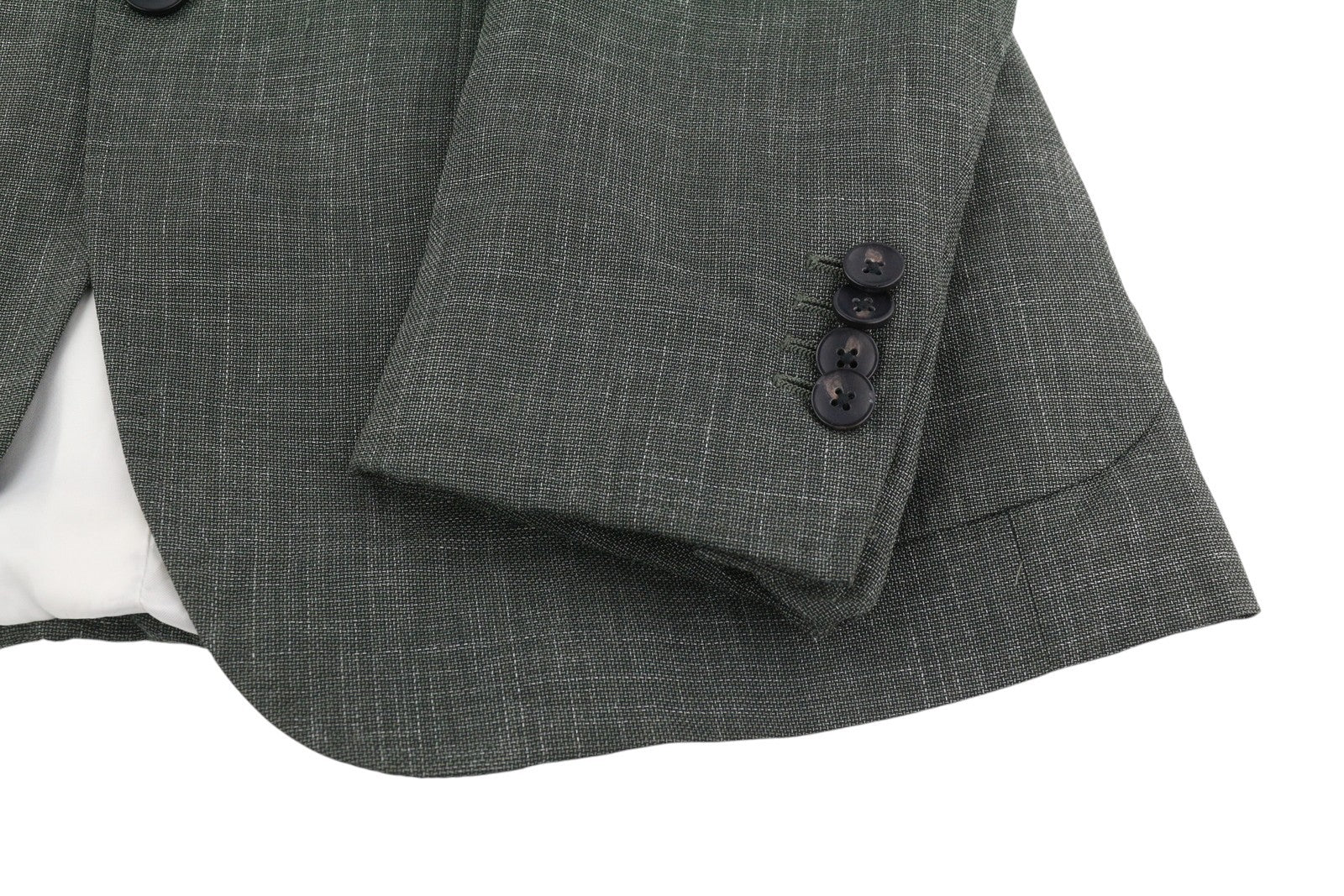 SUITSUPPLY Havana Patch Wide Lapel FL Men Suit UK38R Green Wool Silk Linen 2in1