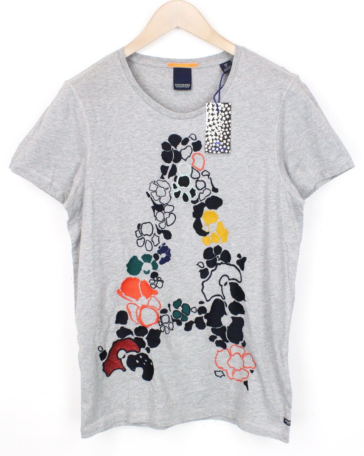 SCOTCH & SODA Men's T-Shirt M Melange Grey Cotton Jersey Crewneck Fit