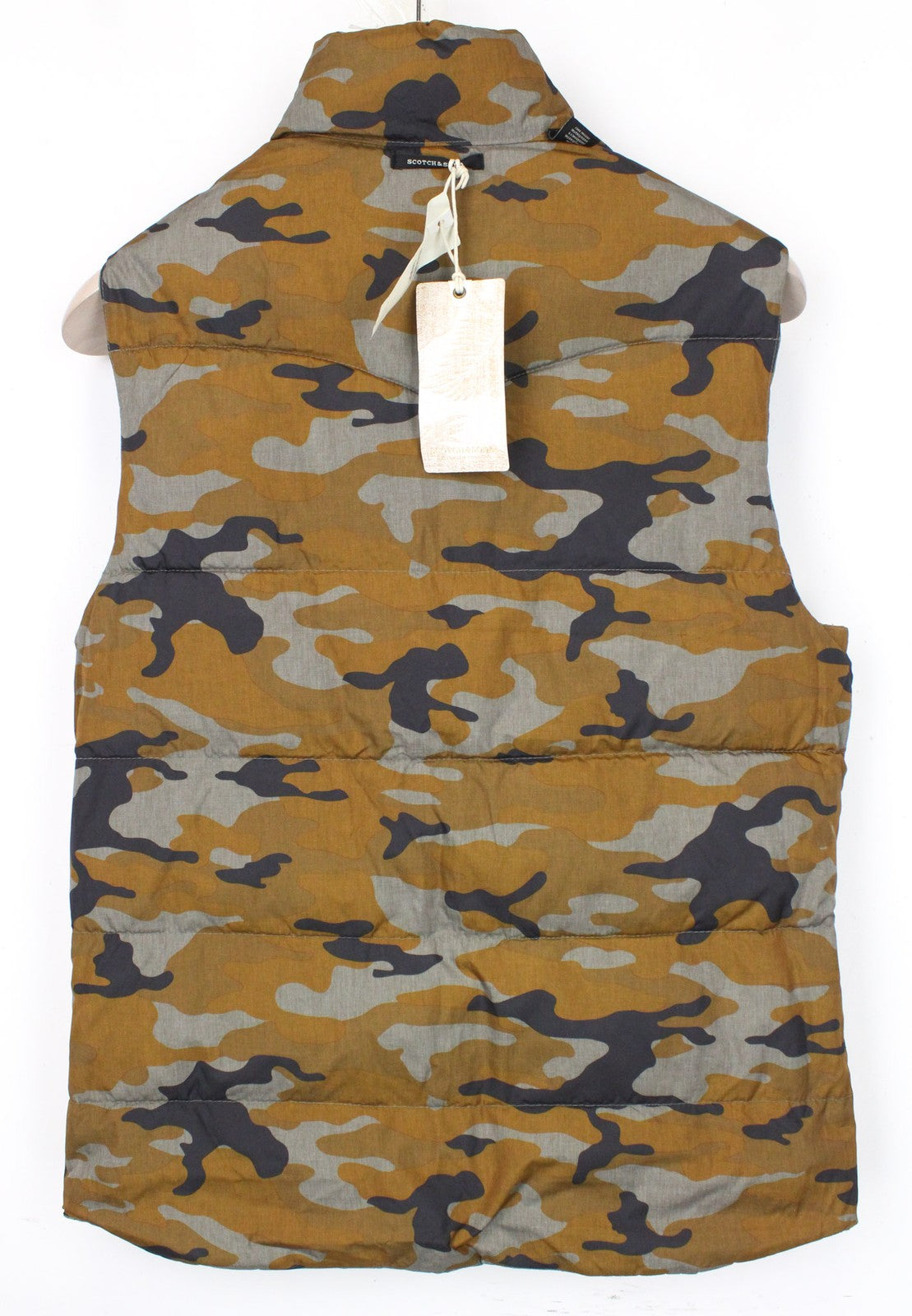 „SCOTCH &amp; SODA S“ dvipusė žalia vyriška liemenė su kamufliažu, aukšta apykakle, klasikinio stiliaus 