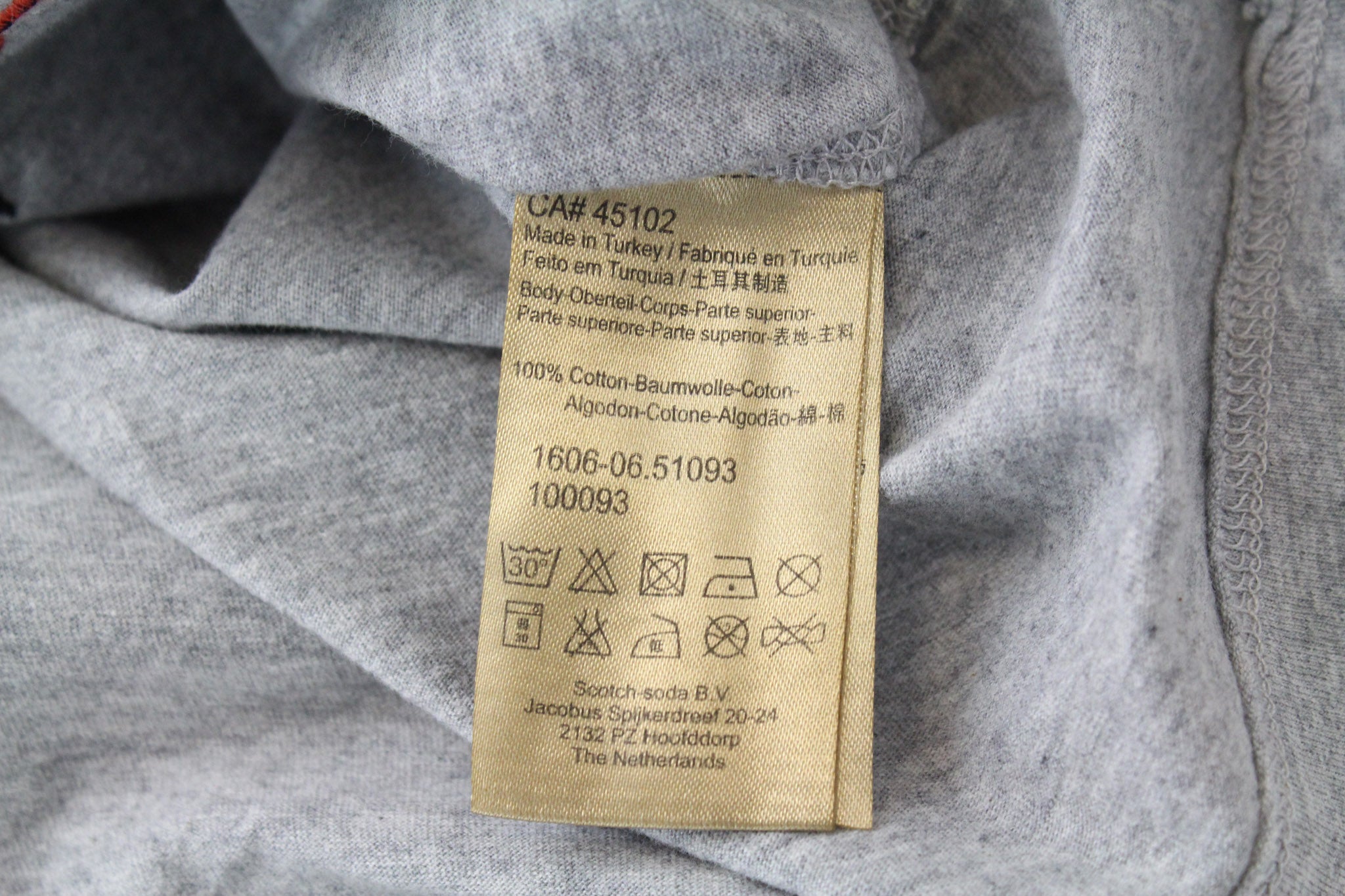 SCOTCH & SODA Men's M T-Shirt Grey Melange Cotton Crewneck Classic Style