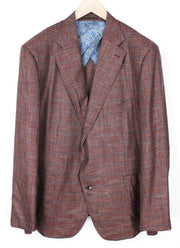 SUITSUPPLY Lazio Red Blazer EU34 Men's Slim Fit Checked Bamboo Formal