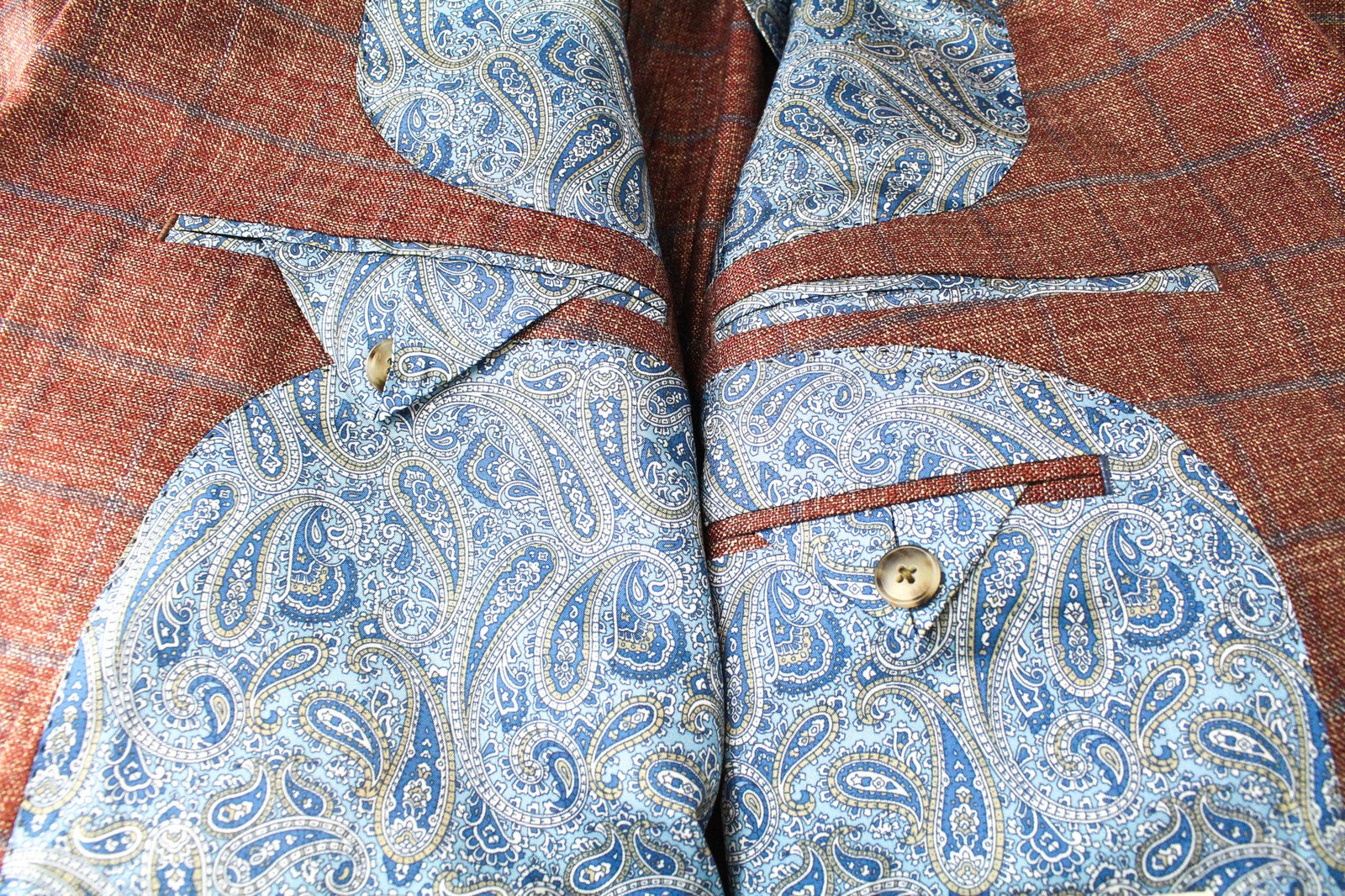 SUITSUPPLY Lazio Red Blazer EU34 Men's Slim Fit Checked Bamboo Formal