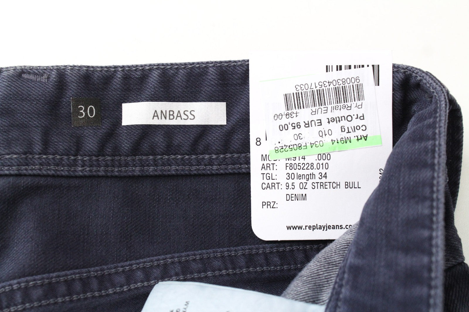 REPLAY Grover W30/L34 Purple Bull Twill Stretch džinsai su tiesiu užtrauktuku 