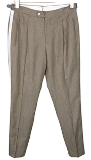 SUITSUPPLY Brescia vyriškos smokingo kelnės UK34R, rudos spalvos, klostytos, vilnos ir lino mišinio 