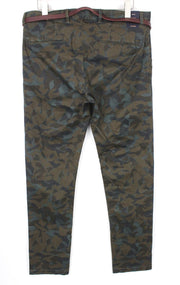SCOTCH & SODA Stuart Chino W33/L32 Green Men's Slim Camo Dyed Trousers