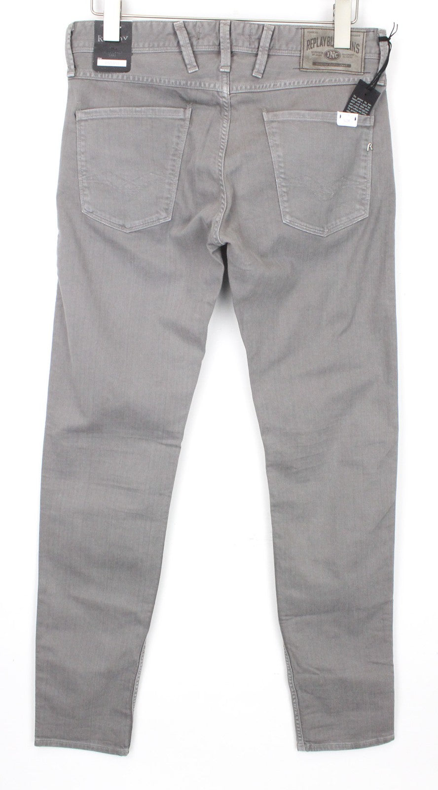 REPLAY Anbass vyriški džinsai W31/L34 pilki, ploni, medvilniniai, tamprūs, 5 kišenių. 