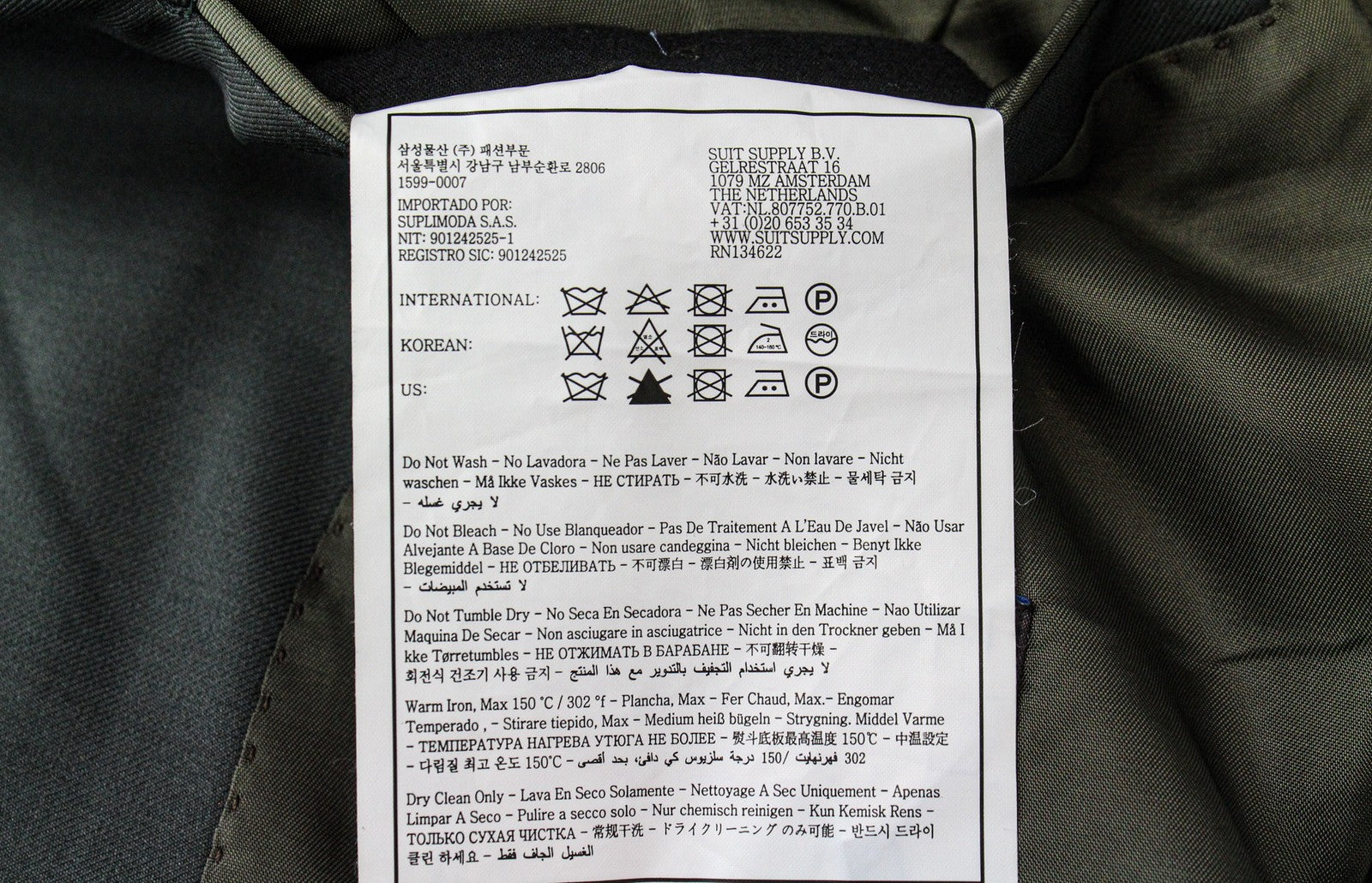 SUITSUPPLY La Spalla vyriškas švarkas UK50R žalias, su vilnoniu pamušalu, klasikinis, vienos krūtinės 