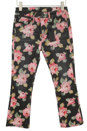 R13 Kick Fit moteriški džinsai 27 rožinio rašto, ploni, tiesaus kirpimo, trumpinti iki kulkšnies, su užtrauktuku. 